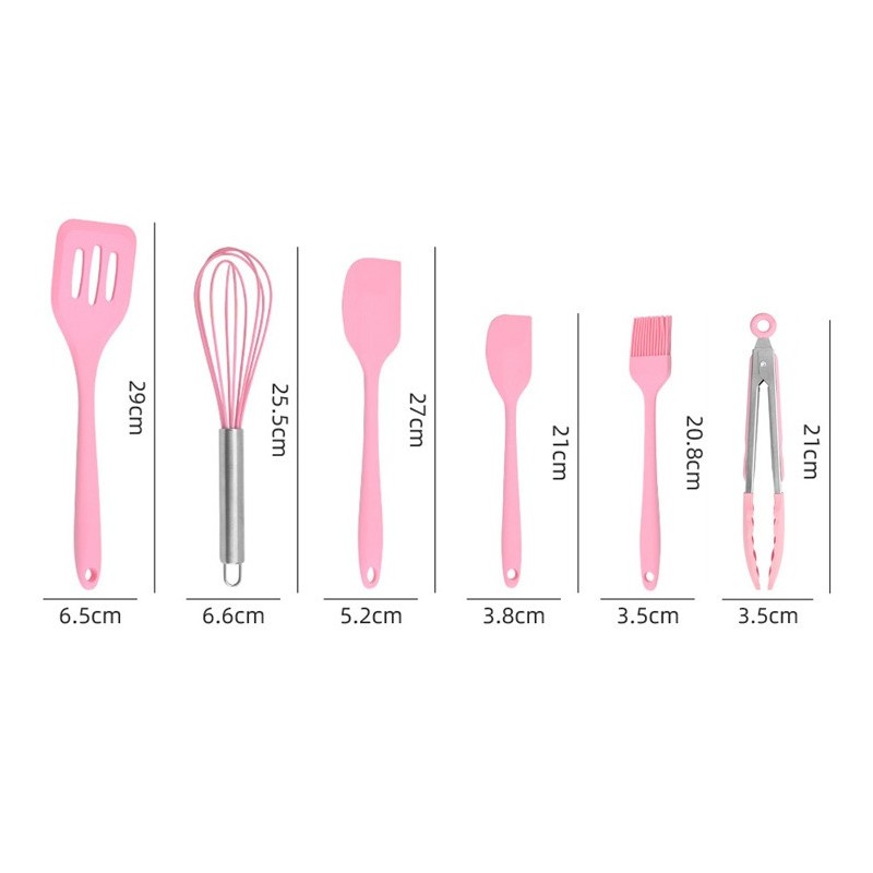 igh Quality Top Rated 6 Pieces Colorful Kitchen Tools Cooking Utensils Scraper Kids Silicone Baking 图5