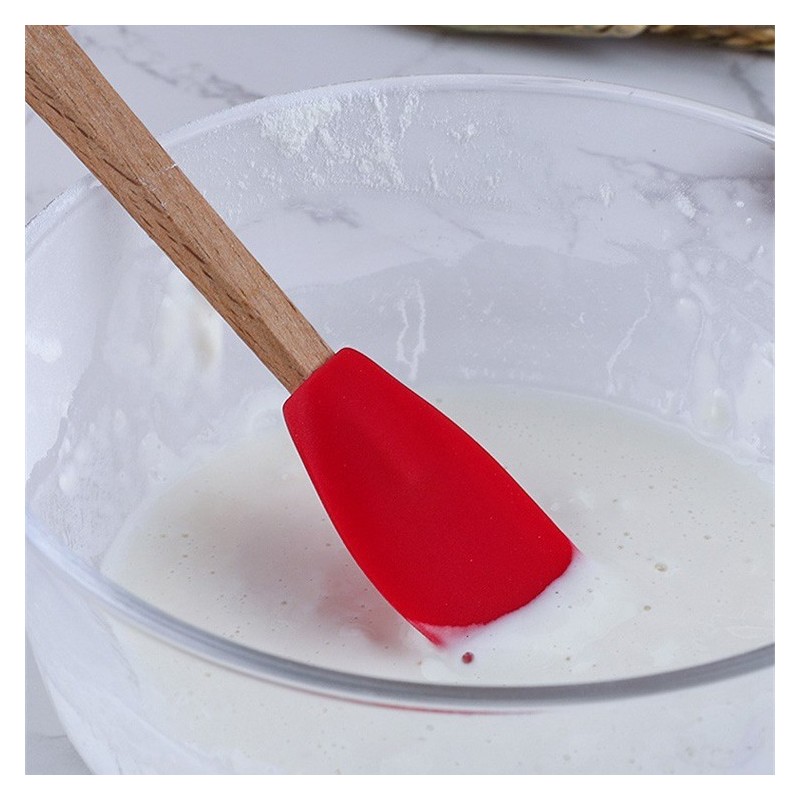 New arrival 5-piece wooden handle silicone baking mini kitchen spatula tool set for home图4