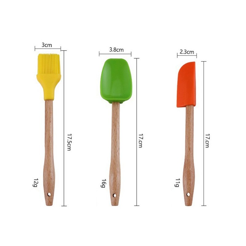 New arrival 5-piece wooden handle silicone baking mini kitchen spatula tool set for home图6