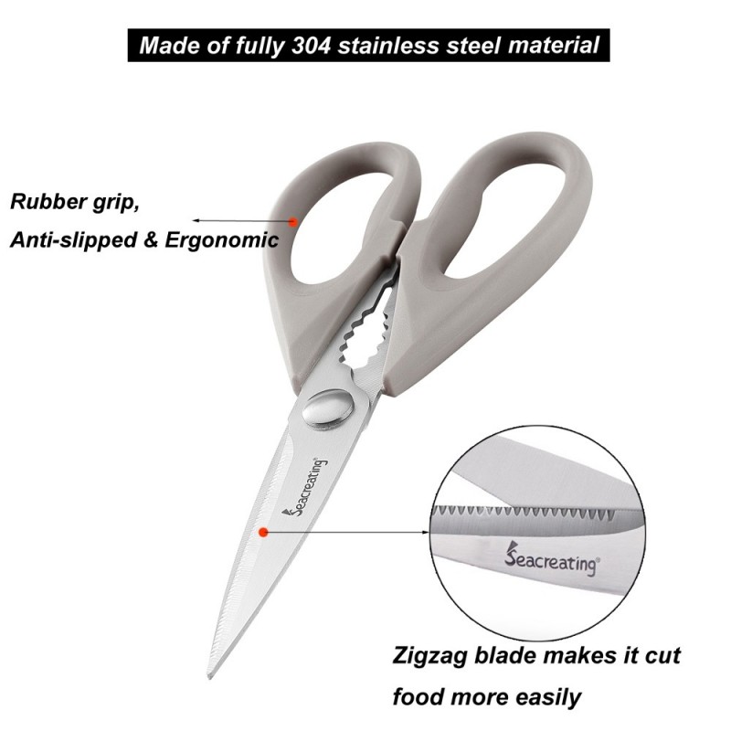 Seacreating 3cr13 Stainless Steel Kitchen Scissors Kitchen Shears Heavy Duty Dishwasher Safe Food Sc图2