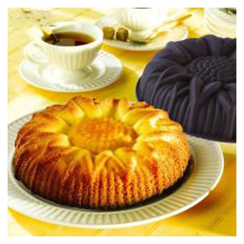 Non-Stick Flower Shape Silicone Cake Bread Pie Flan Tart Molds Large Round Sunflower图7