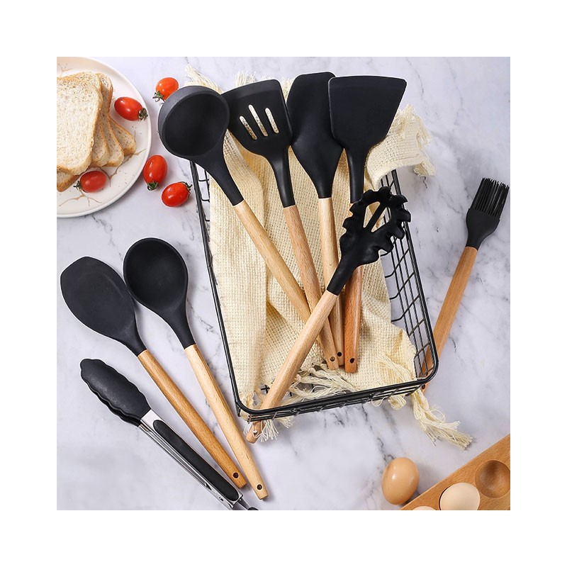 Kitchen Utensils Set 24 Pieces Non-Stick Wooden Handle Silicone Cooking Kitchen Utensils Set Kitchen图6