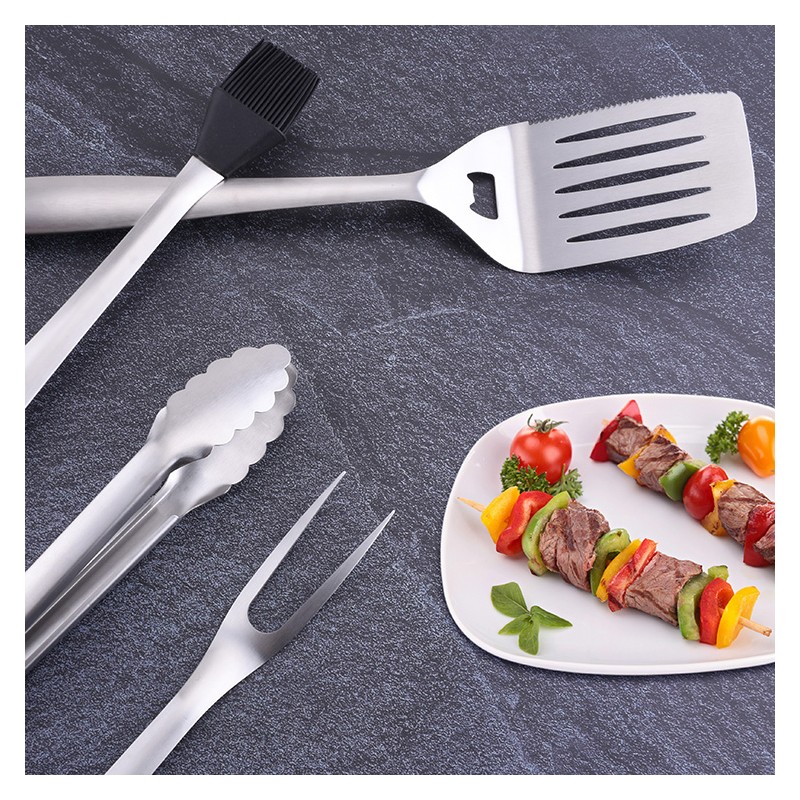 BBQ Grilling Accessories 4Pcs Stainless Steel Barbecue Grill Tool Set Barbecue Utensil for Camping B图2