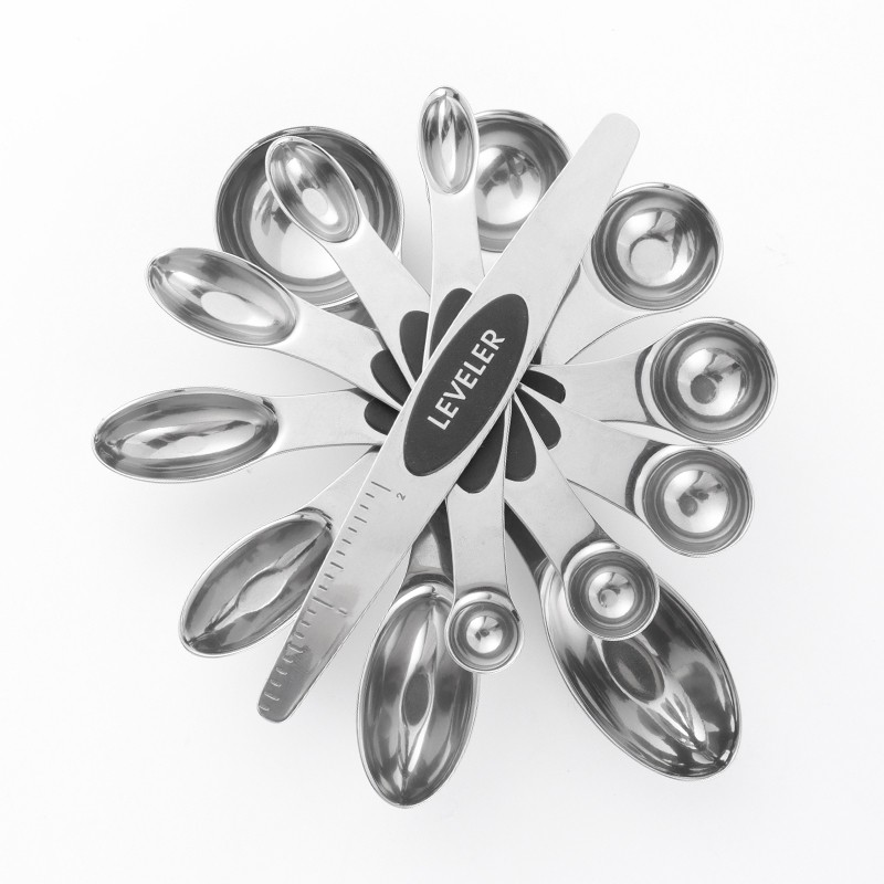 8 pack dual sided Magnetic Measuring Spoons Set with Leveler Measuring tools set with magnet Black图4