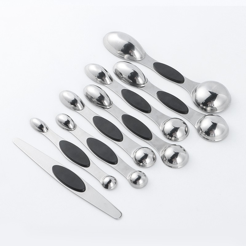 8 pack dual sided Magnetic Measuring Spoons Set with Leveler Measuring tools set with magnet Black图5