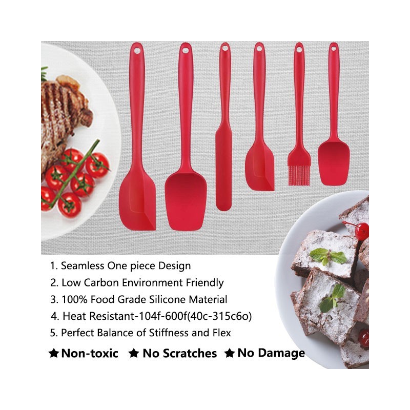 Factory Wholesale 6 Pieces In 1 Set 8-color Cooking Tools Accessories Kitchen Gadgets Rubber Spatula图4