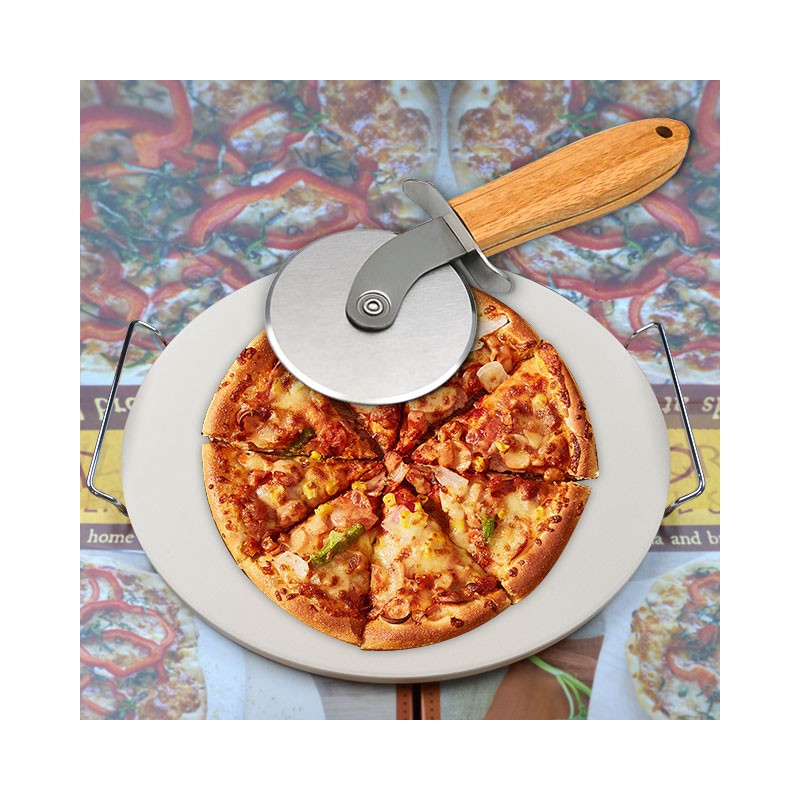 Pizza Stone Set 6 PCS, 12" Pizza Stone for Grill and Oven with 12 Inch Pizza Peel, Serving Rack图4