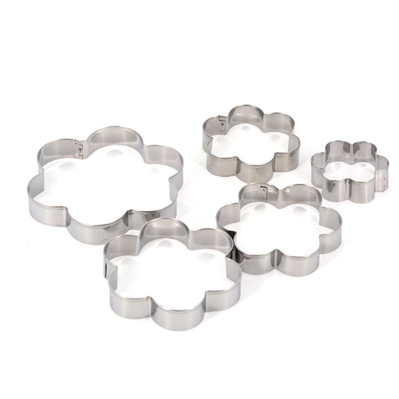 High Quality 5 pcs Diy baking Stainless Steel Flower Shape Cookie Cutter set图2