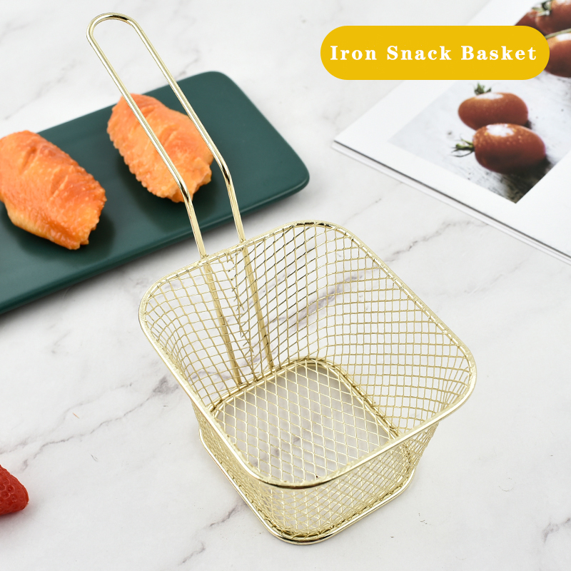 Nordic style wrought iron snack blue French fries fried basket mesh sieve restaurant snack American图2