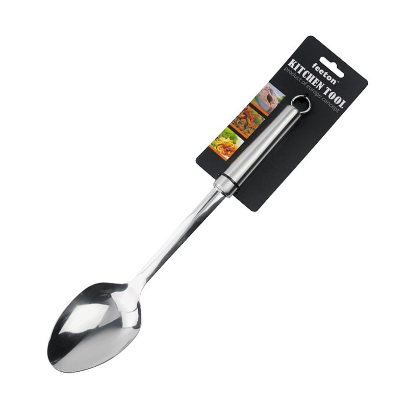 serving spoon,S/S410,thickess2.0mm,L34.5CM,116G,mirror polish, hanging eyelet.each piece tied on car图1