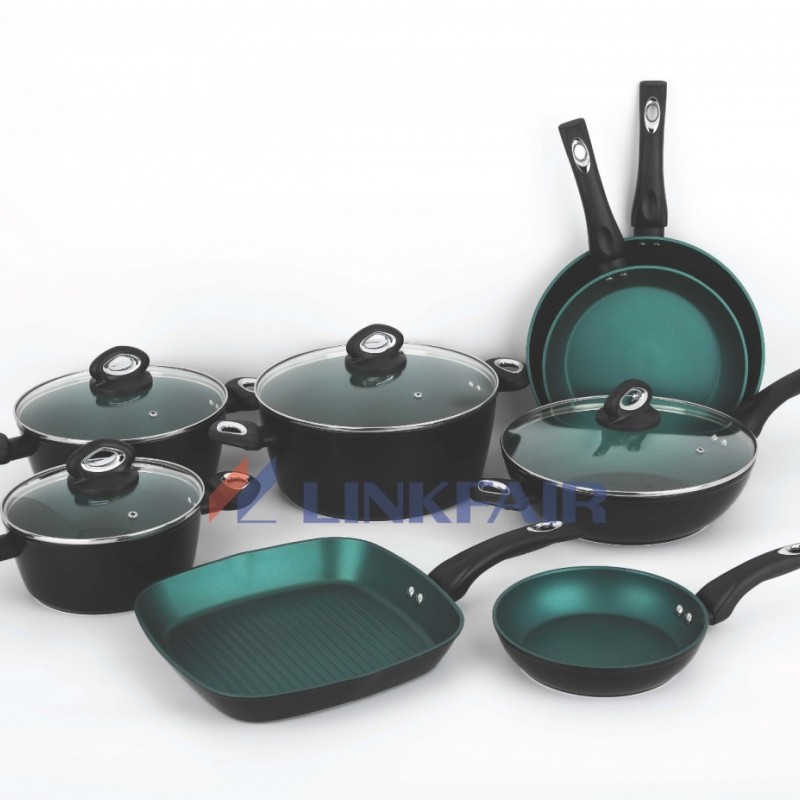 12-Piece Stackable Cookware set, Non-stick coating Forged Pots and Pans Set图2