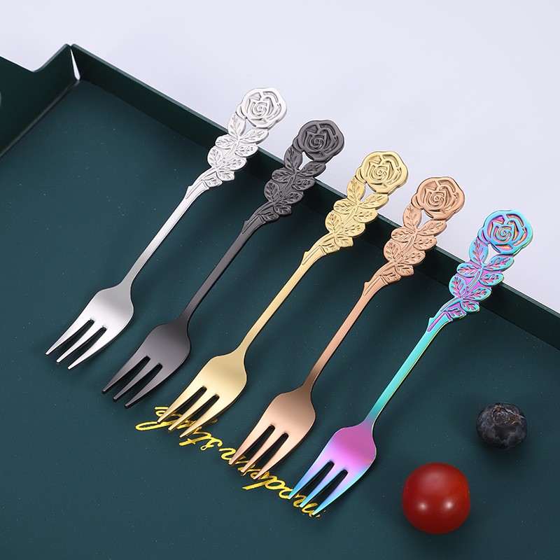 304 stainless steel reusable coffee stirring spoon dessert cake fork spoon set图2