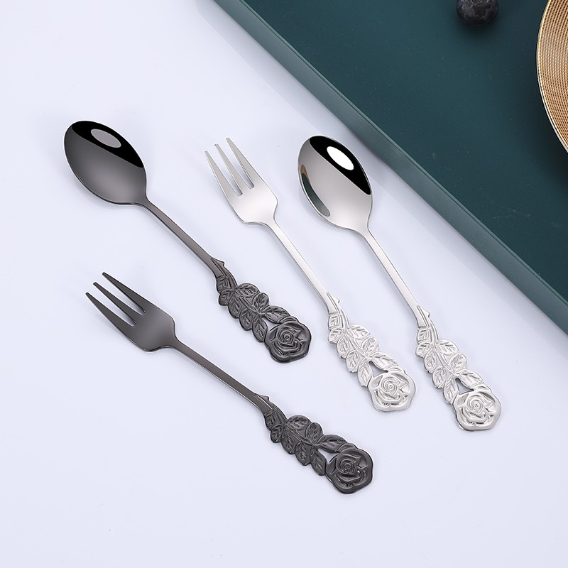 304 stainless steel reusable coffee stirring spoon dessert cake fork spoon set图4