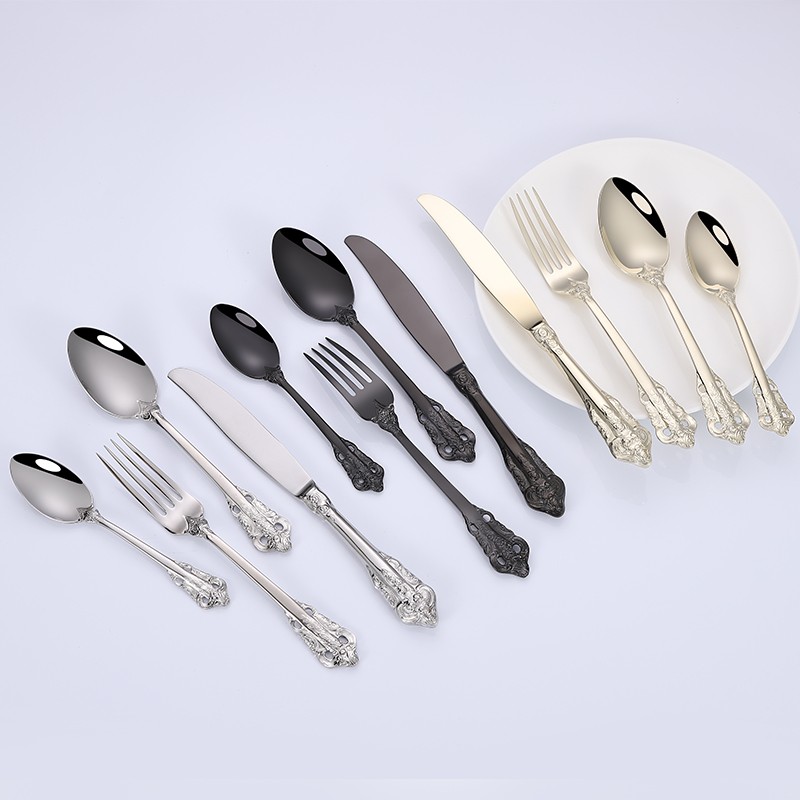 Wholesale Wedding Restaurant Luxury Banquet flatware set stainless steel cutlery set图2