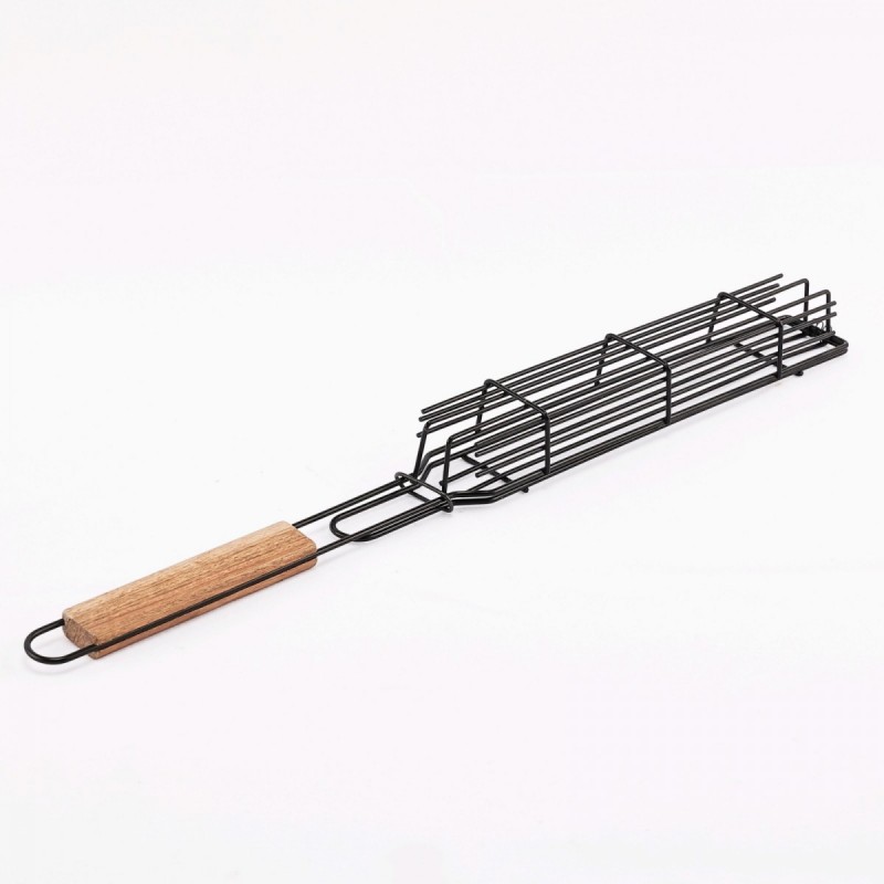 Hot sale BBQ tool set, BBQ tool, Folding Wooden Handle Round BBQ Basket图2