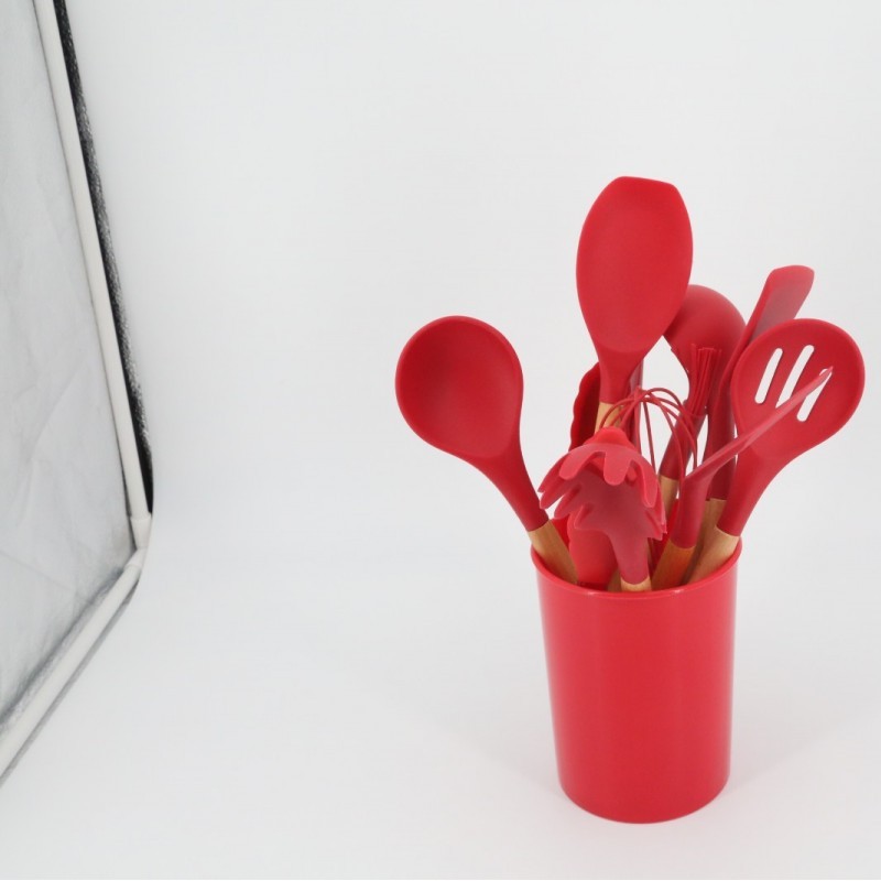 Silicone Utensil with Wooden Handle图2