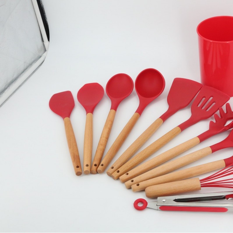 Silicone Utensil with Wooden Handle图3