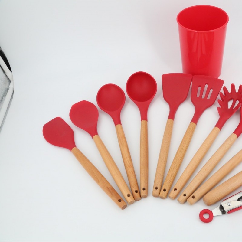 Silicone Utensil with Wooden Handle图4