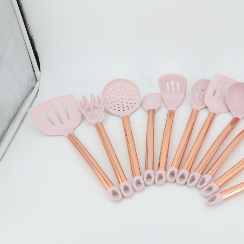 Copper plated  handle silicone kitchen utensil 11 sets of silicone shovel kitchen utensil kitchenwar图1