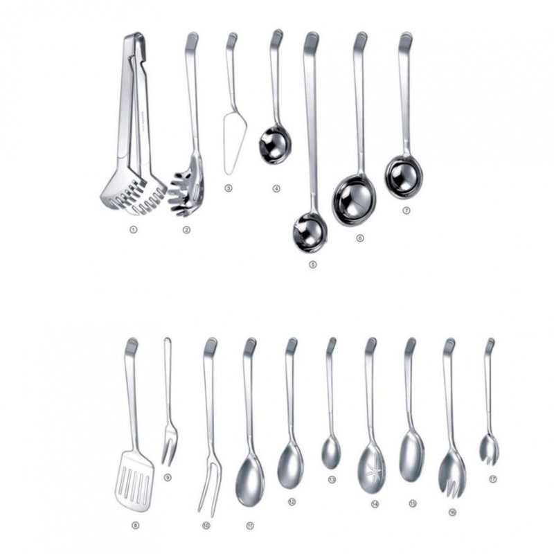 17 pieces stainless steel utensil serving set图1