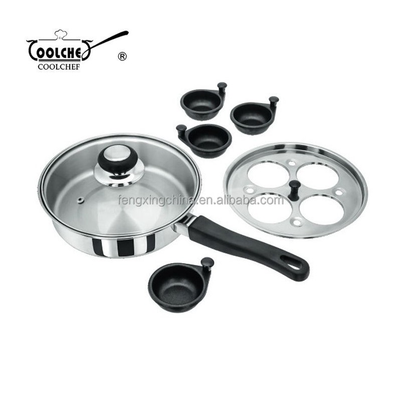 Stainless Steel Egg Poacher and Egg Boiler with 4pcs non stick cups and bakelite handle图1