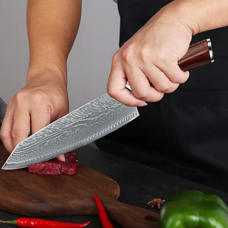 Damascus steel knife kitchen kitchen kitchen knife sande kitchen knife chef knife vg10 slicing knife图1