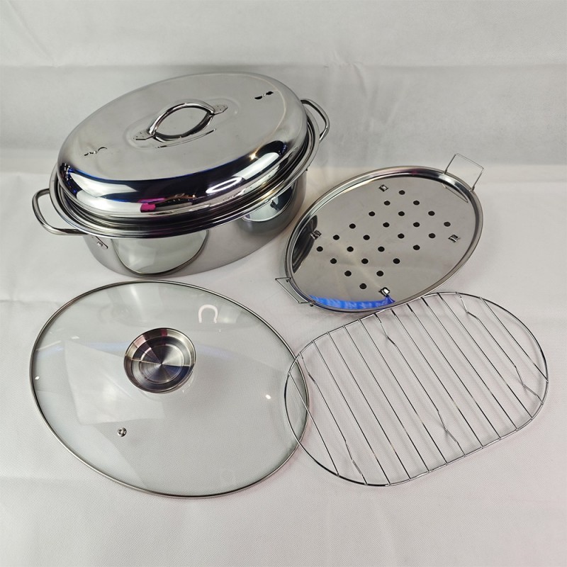 Stainless steel thick oval cooker, duck, fish, chicken, oval cooker, gas Induction cooking图3