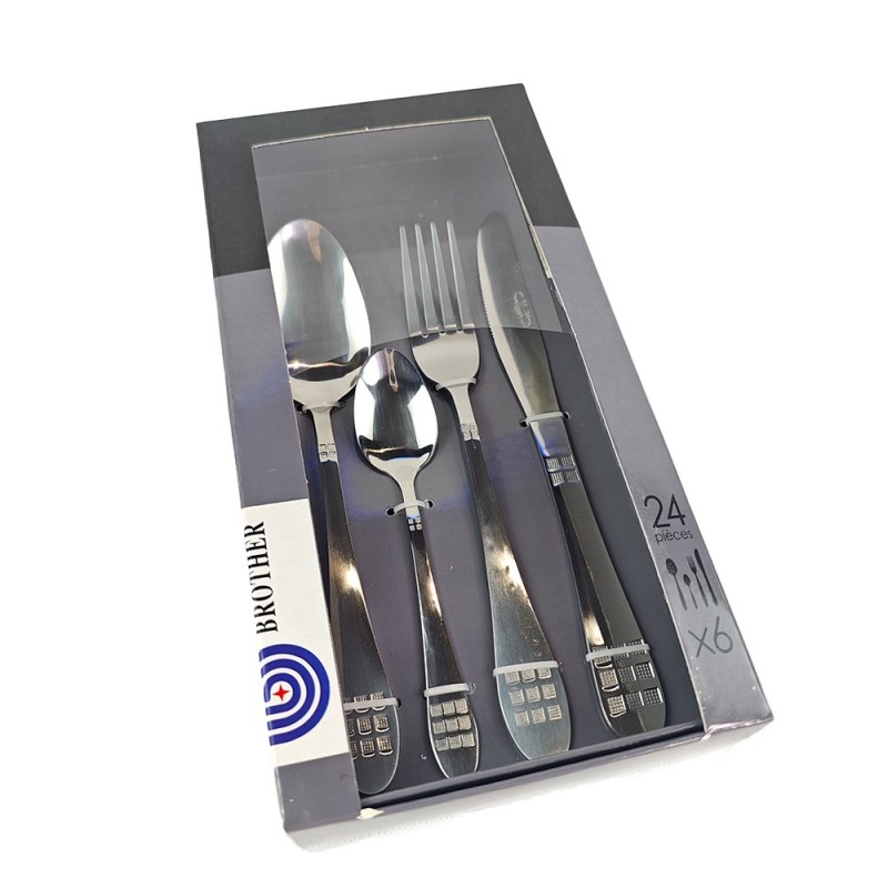 Hotel steak knife fork and spoon 24-piece stainless steel-silvery图5