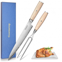 Gourmetop sushi knife 10 '' with carving fork, Japanese high carbon steel AUS10 sashimi kn