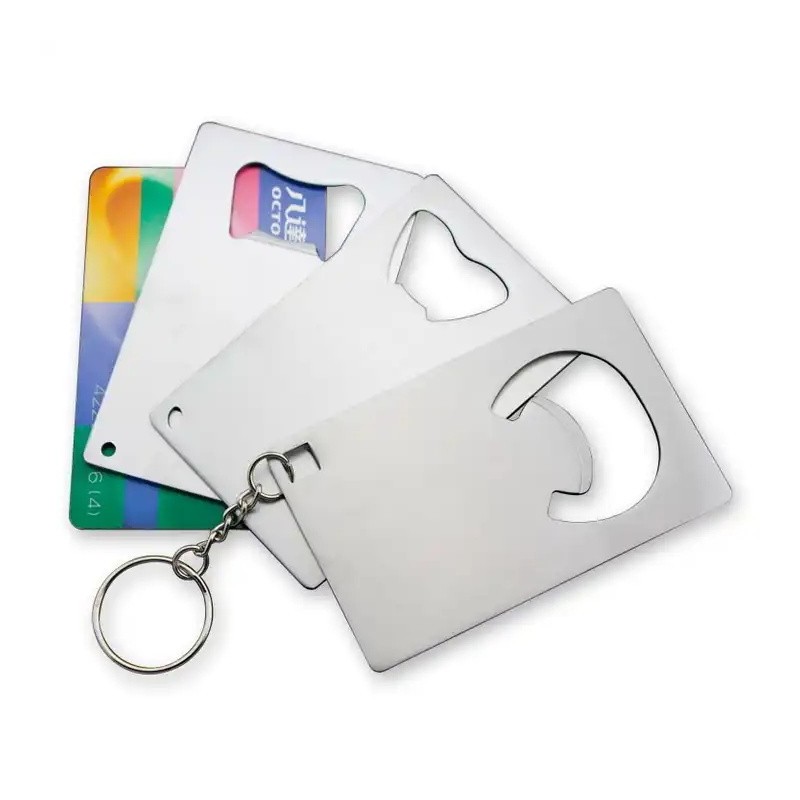 Kica custom wholesale stainless steel business credit card metal bottle opener with keychain hole bo图3