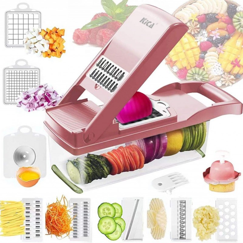 Best Sell 12 in 1 Hand Held Multifunctional Onion Cutter Fruits Slicer Potatoes Peeler Manual Vegeta图2